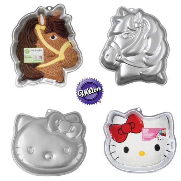 Wilton Lot of 2 Cake Pans Hello Kitty & Pony Horse - Picture 1 of 6